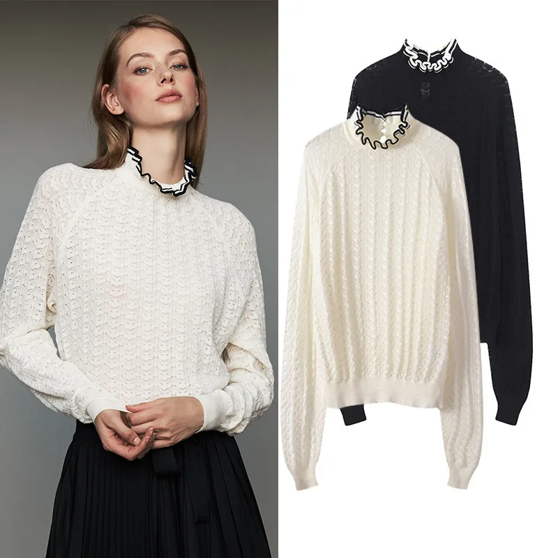 

Новая модная женская рубашка с s-образным вырезом, с высоким воротником, для ранней осени, с простой текстурой и темпераментом