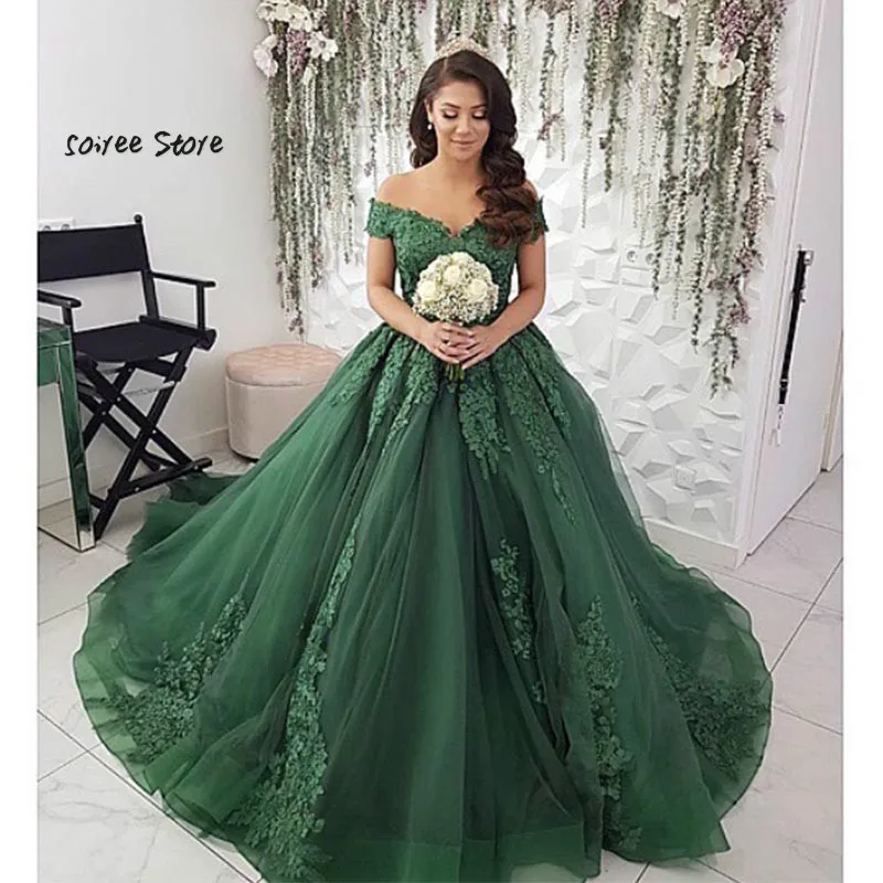 Винтажное зеленое свадебное платье 2019 кружевное женское с открытыми плечами