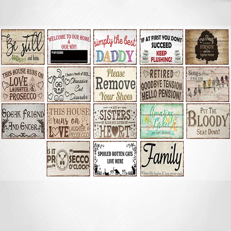 

Family Rule Home Rules Daddy Love Sing Metal Tin Sign Vintage Plaque Iron Painting Wall Decor Retro Pub Funny Poster Decoration