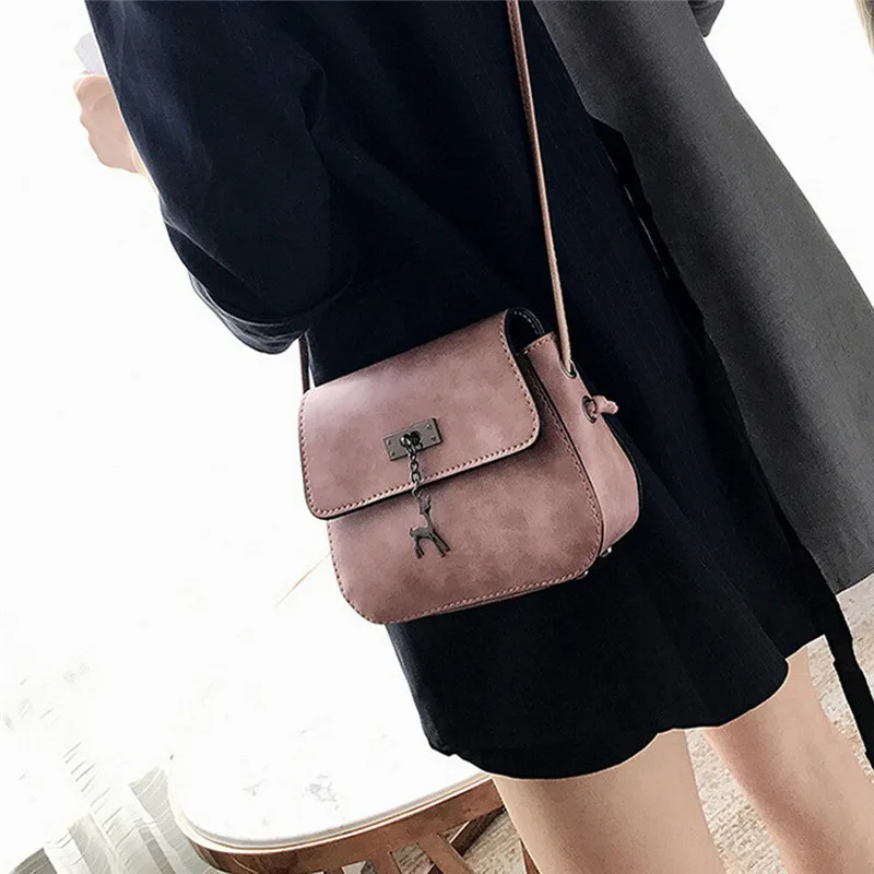 

Fashion Bag Women's Handbags Female Leather Small Travel Satchels Ladies Vintage Deer Pendant Cross Body Handbag Bolsa Feminina