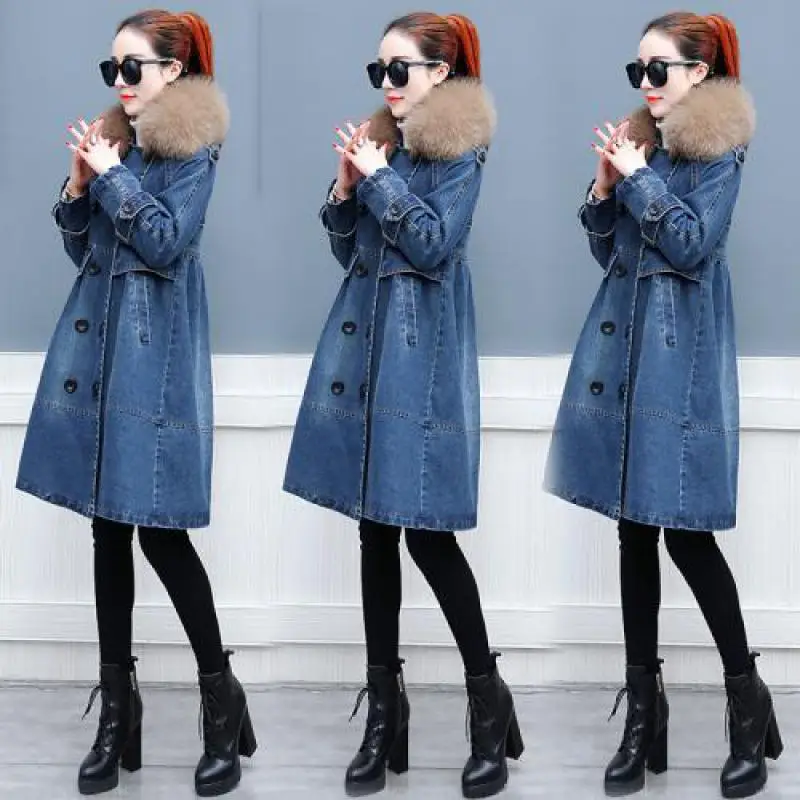 Модные женские зимние куртки 2019 Новые Длинные рукава Твердые двубортные средней