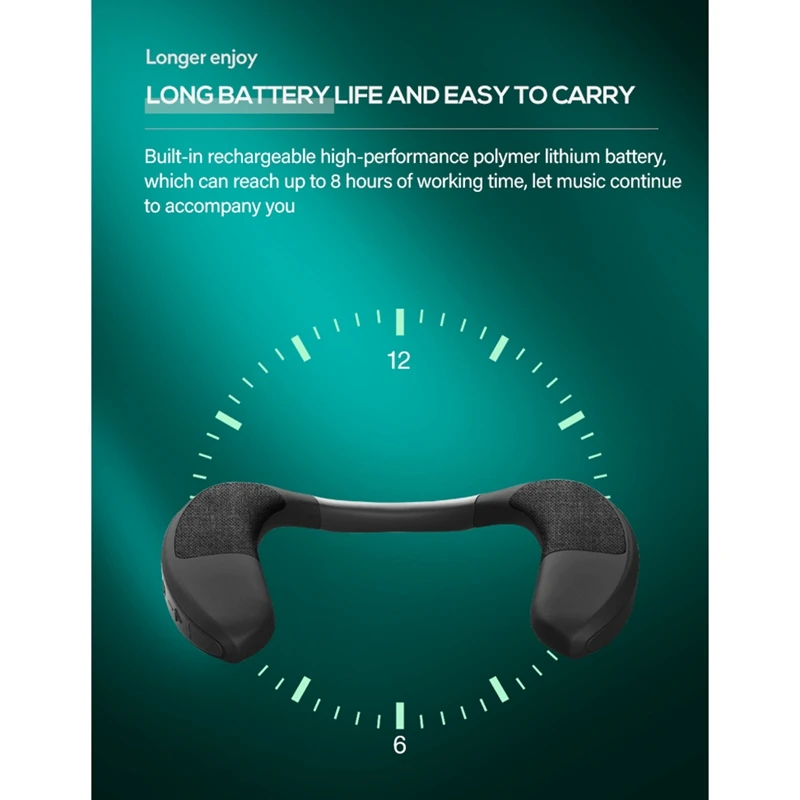 Wireless Bluetooth Neck Speaker Portable Wearable Surround with Microphone Bass HIFI Neckband for Outdoors Home | Электроника