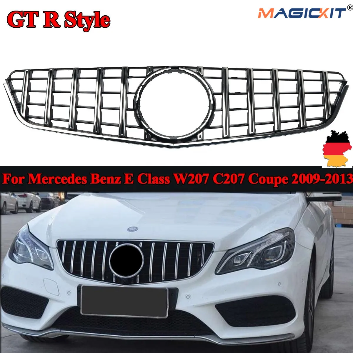 MagicKit GT R Серебристая верхняя решетка для Mercedes Benz E Class W207 C207 купе 2014 16|Гоночные