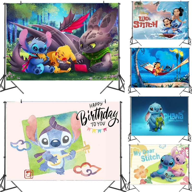 Виниловый фон для фотосъемки с изображением ститча Диснея детского дня рождения