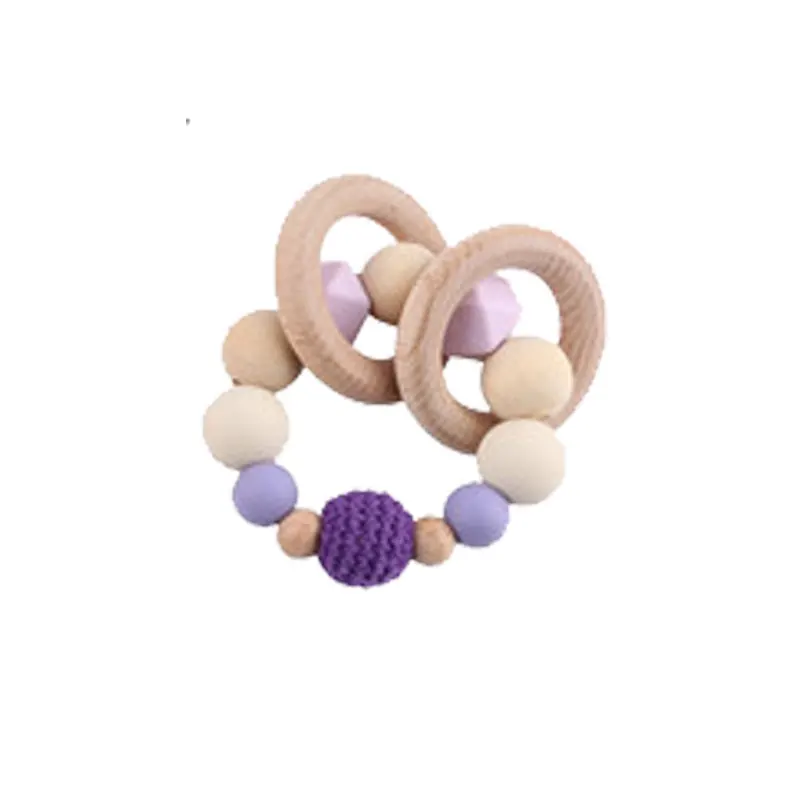 purple bracelet Let's Make/1 комплект/3 шт. детская коляска погремушка-пустышка цепочка дерево кольцо пищевой деревянный Прорезыватель автомобильное сиденье Прорезыватель для зубов игрушки Детский Прорезыватель - Цвет: purple bracelet