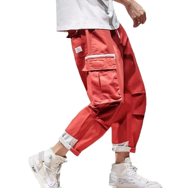 

Men's Side Pockets Cargo Pants 2019 Summer Hip Hop Male Tactical Joggers Trousers Fashion Casual Street Wear Over Size