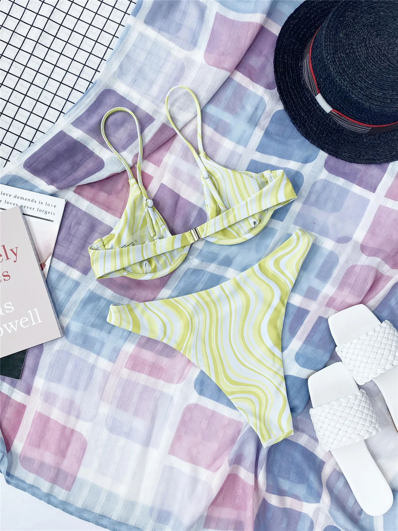 

Sexy Underwire Push Up Bikini Set Wave Pattern Bikinis 2021 Mujer Maillot De Bain Femme Swimwear Women Swimsuit Bathing Suits