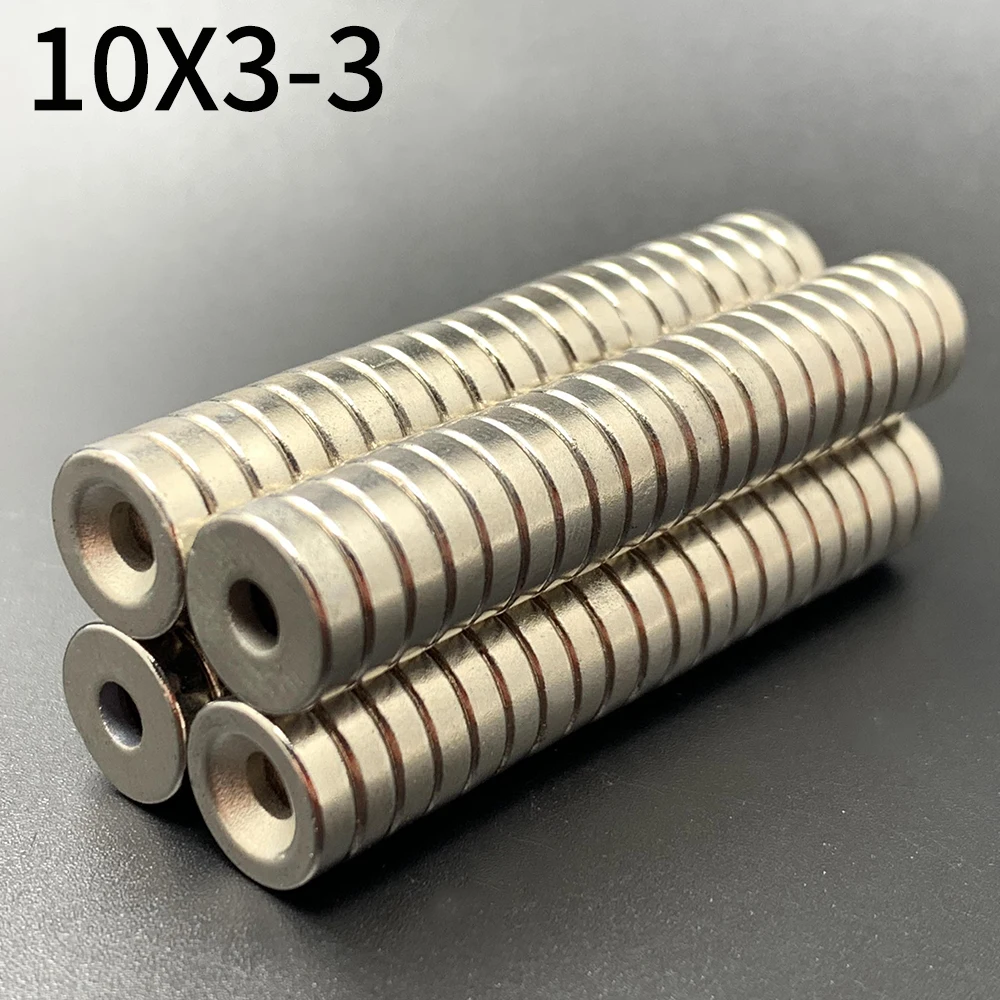 10 шт. неодимовый магнит 10x3 отверстия 3 N35 NdFeB Круглый супер мощный сильный