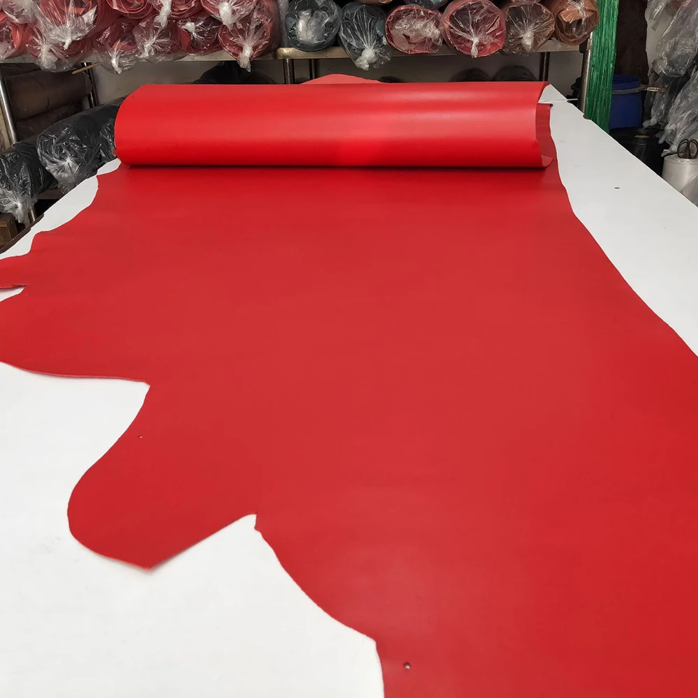

2.0MM genuine leather First layer cowhide Vegetable tanned leather Color translucent deep red color