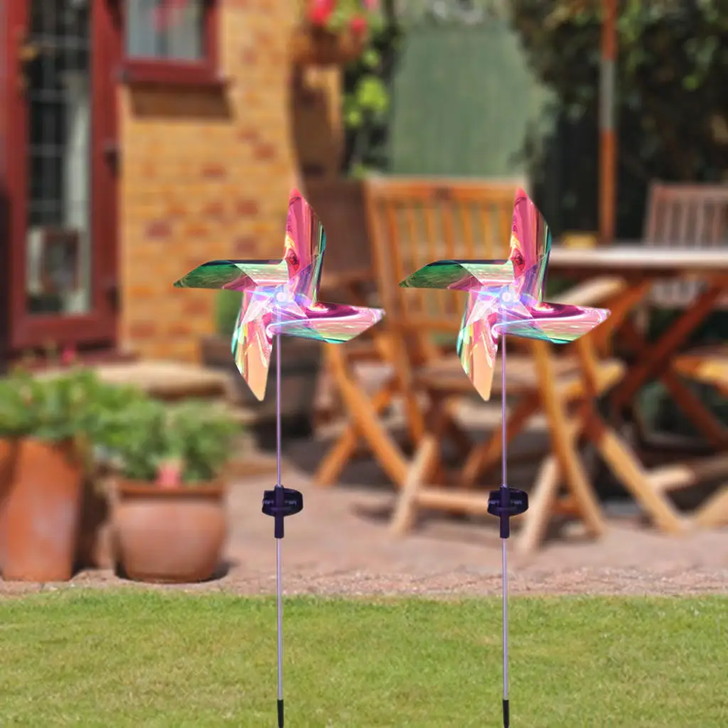 

2 шт. ветряная мельница на колышсветильник лый ветряной Спиннер, украшение, автоматические колышки, высокая яркость, на солнечной батарее дл...