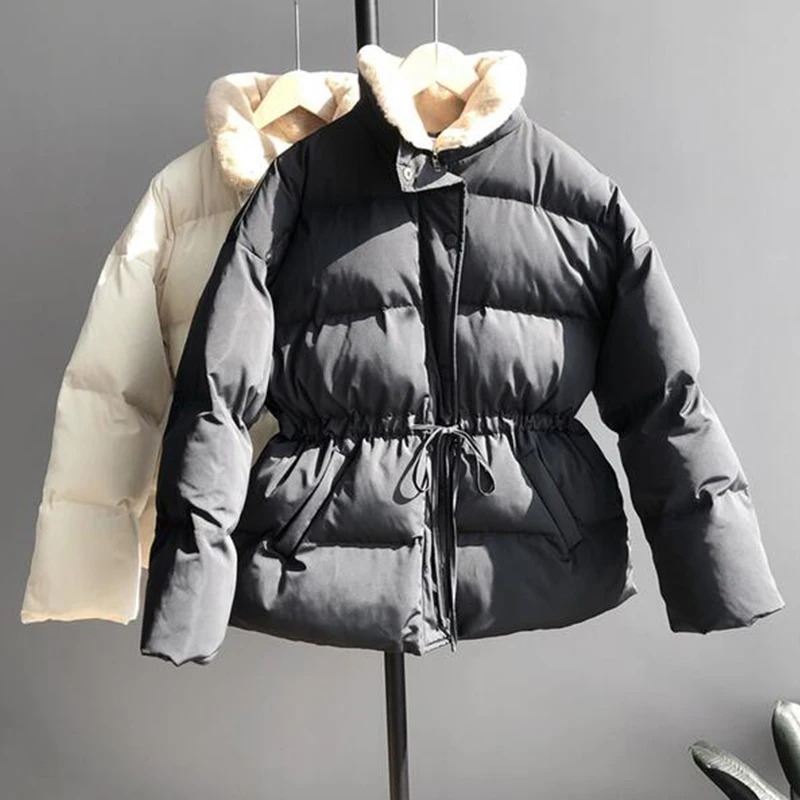 

Sister Fara New Winter Woman's Fur Collar Jacket Coat Short Zipper Straight Thicken Keep Warm Long Sleeve Fashion Korean Jacket