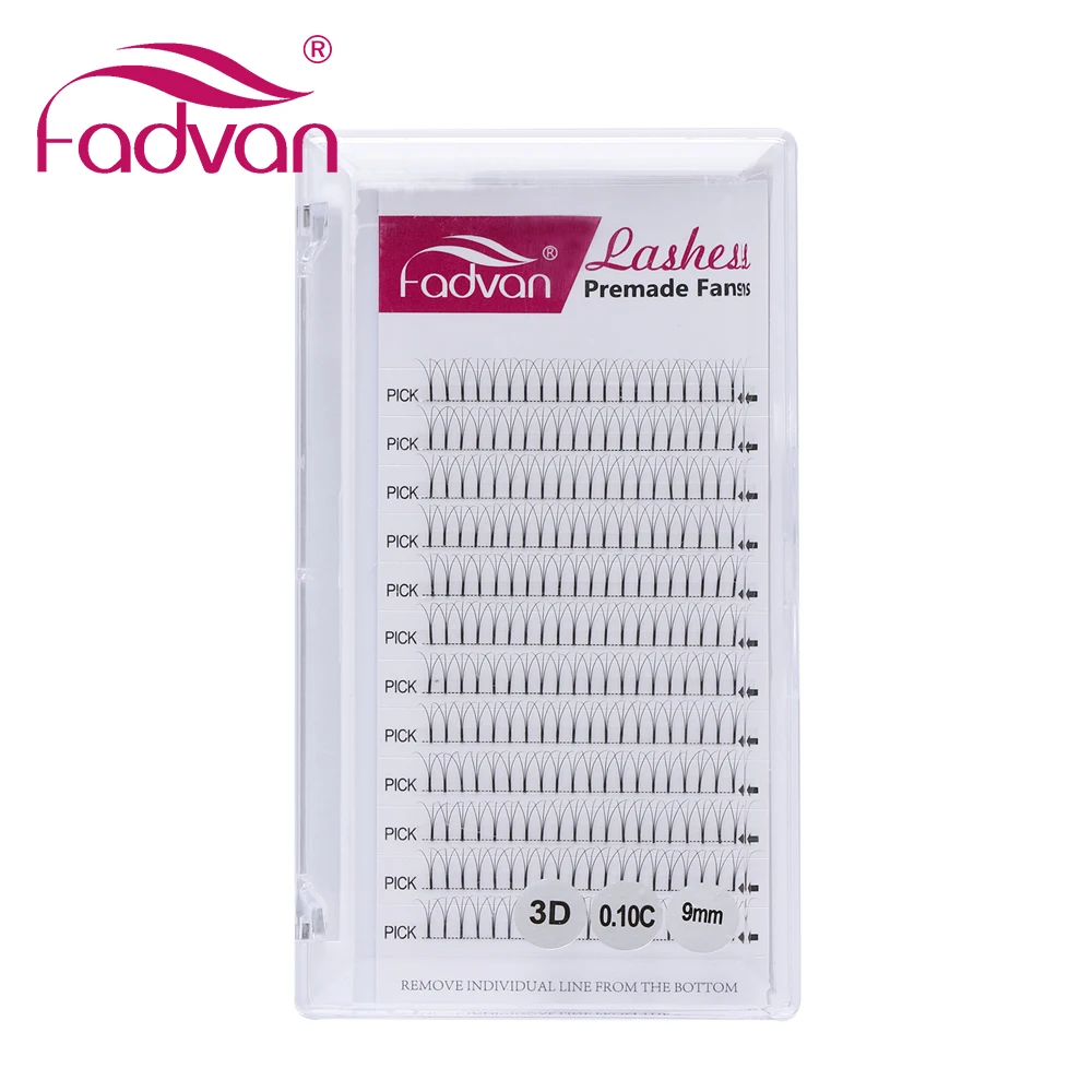 Favvan Clearance предварительно изготовленные ресницы для наращивания объема 3p-0.10-c-9 мм