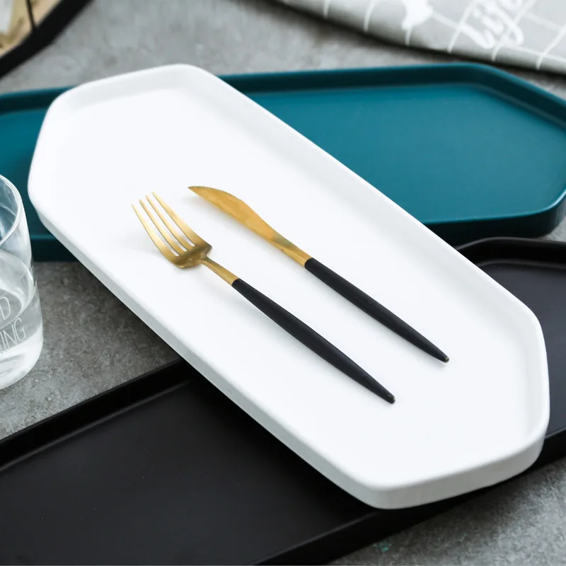 

1PCS 17.5 inch Nordic Irregular Household Large Creative Ceramic Cheese Baking Tray Western Dish Dessert Dish Tray