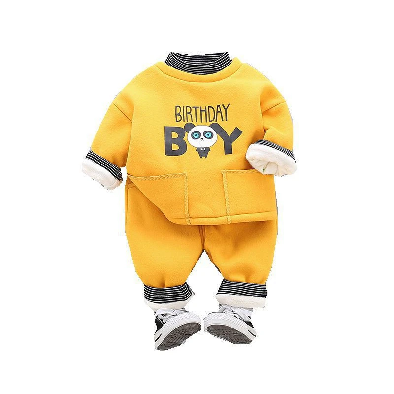 

Детская Повседневная хлопковая одежда на весну и осень, утепленная футболка с мультяшным рисунком для маленьких мальчиков и девочек, штаны,...