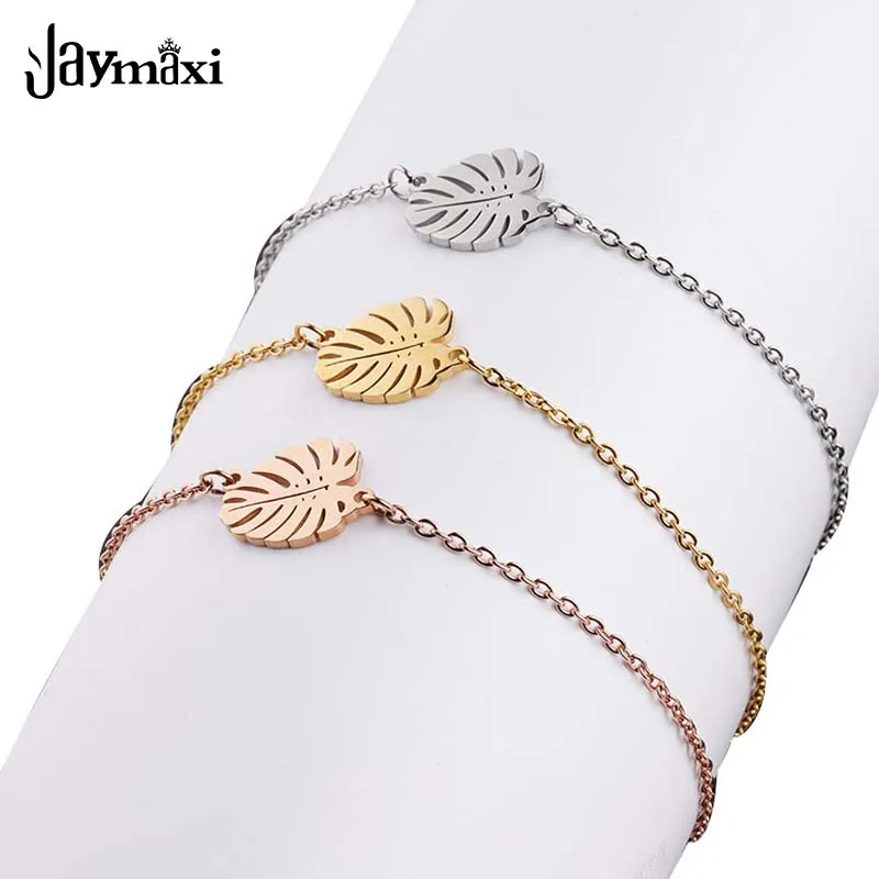 Браслет-Шарм Jaymaxi из полированной нержавеющей стали с зеркальными листьями