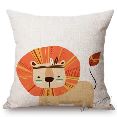 N284-2 Cute Forest Animals Owl Raccoon Fox Bear Baby Cartoon Art Sofa Throw Pillow Case Lovely Woodland Animal Children Cushion Cover - Цвет: N284-2