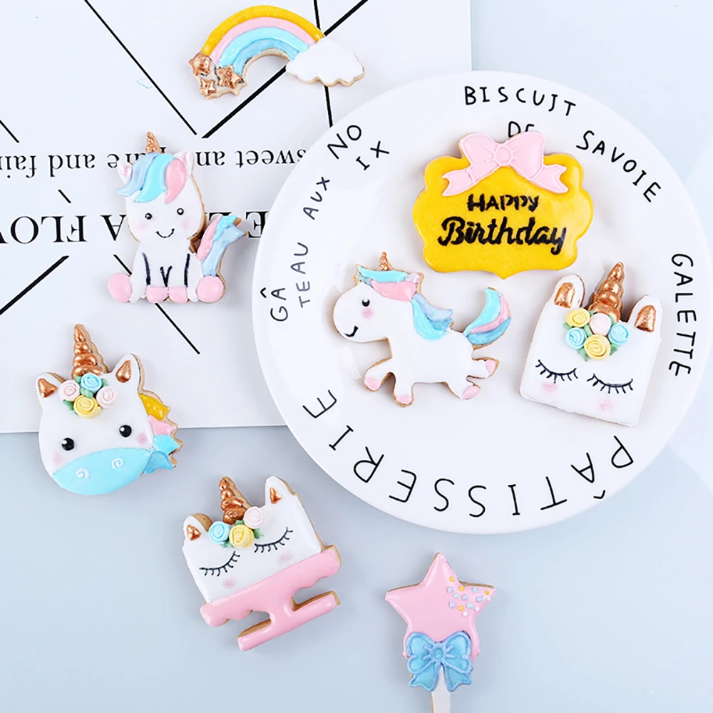 Cute Cartoon Unicorn Cookie Cutter Mould Stainless Steel Fondant Cake Biscuit Mold Baking Decoration Tools | Дом и сад