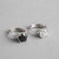 100 s925 sterling silver engagement black white crystal love round cz zircon drop earrings women lady bride jewelry gift