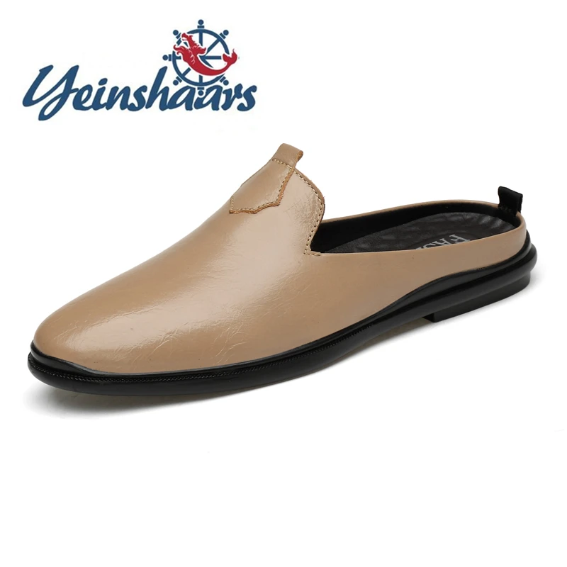 Новинка Мужские тапочки из натуральной кожи Дышащая мужская обувь Роскошные