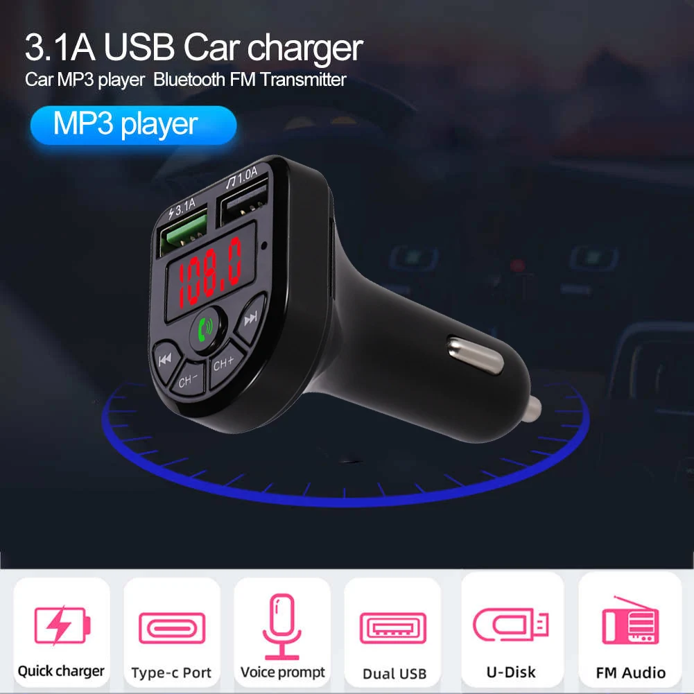 12V/24V Bluetooth 5 0 свободные руки FM передатчик автомобильный комплект MP3 модулятор