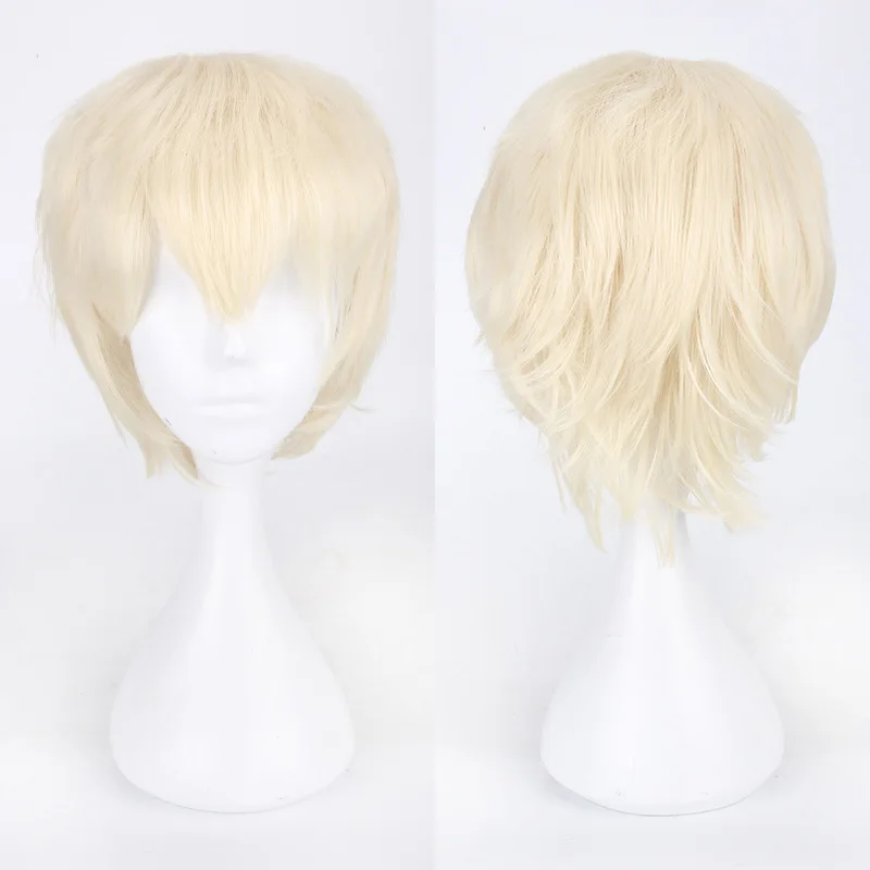 20 Colors Coldker Black White Purple Red Short Hair Cosplay Wig Men Women Party Amine Straight Wigs for Boys Girls | Тематическая
