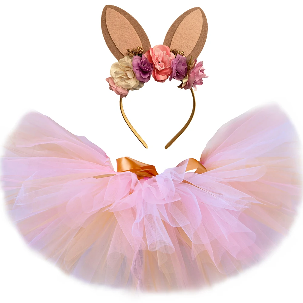 Mädchen Kaninchen Tutu Rock Outfit Halloween Party Ostern Bunny Kostüm Baby Mädchen Tutu Set Niedliche Flauschige Tüll Röcke für Kinder 0-14Y