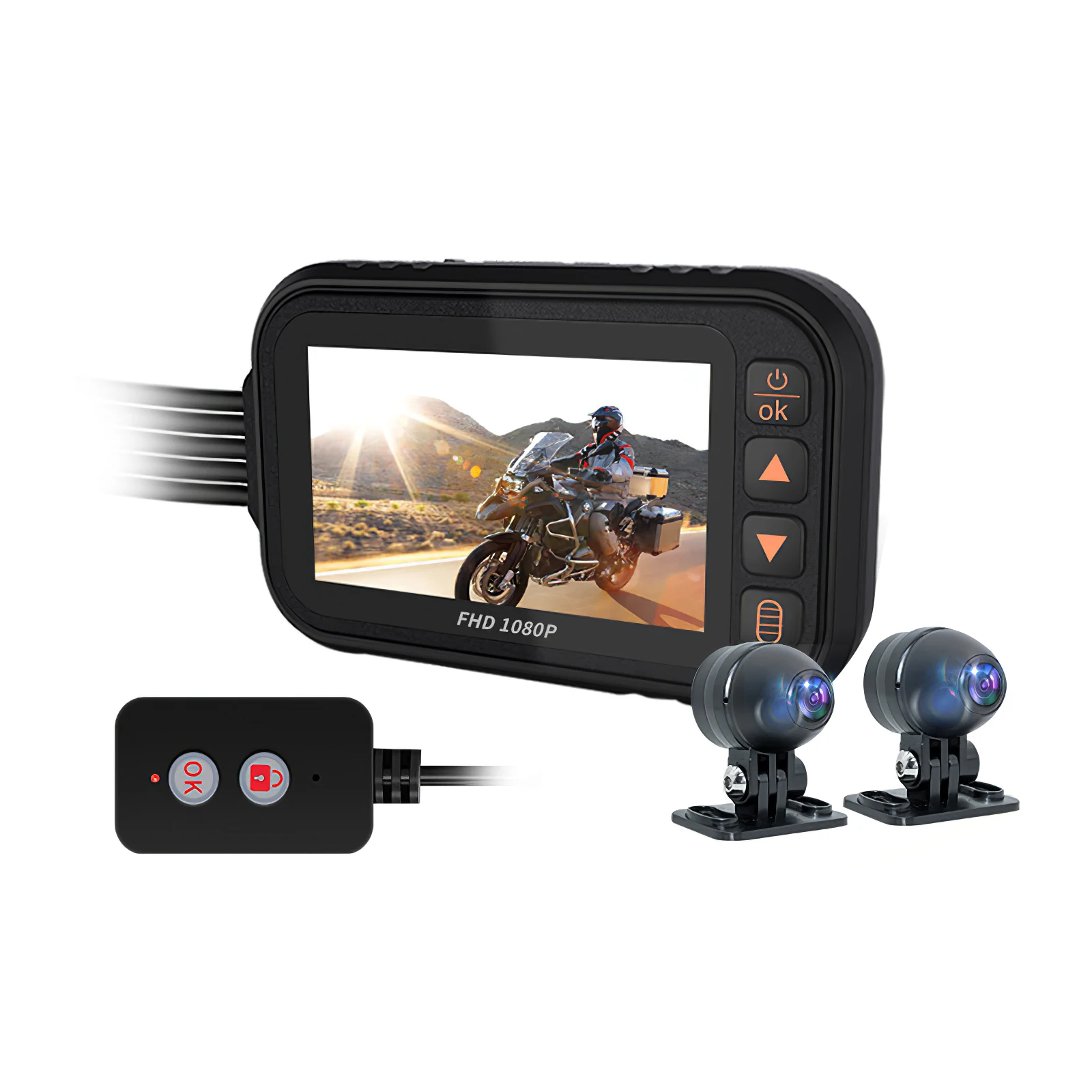 

Motorcycle Driving Recorder 1080P High Definition Dual Cameras Recorder Waterproof Wi-Fi Connection Gravity Sensing for Android