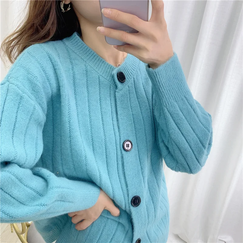 

Autumn Soft cardigans 2021 winter sweaters loose outer wear top knitted cardigan women's casual solid color lazy coat sweater