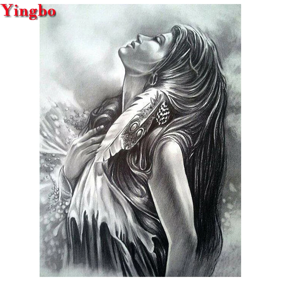 Черно белая алмазная живопись индийская девушка квадратная круглая Алмазная