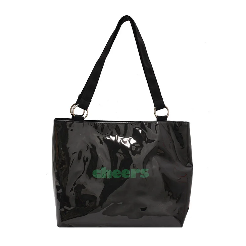 

Cheers Letter Printing Pu Leather Tote Bags for Women 2021 New Fashion Large-capacity Shoulder Bag Female Handbag Bolsa Feminina