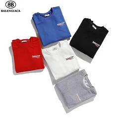 

Hot-Selling Clothing Luxury Brand Classic Chest Cola Wave Cotton Round Neck Loose Men Women All-Match 44