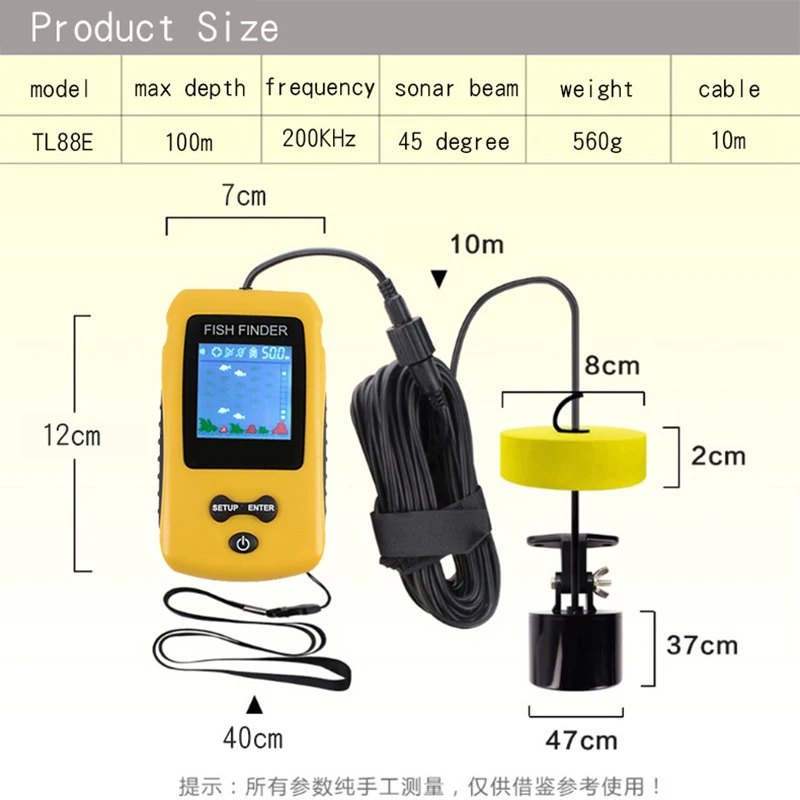 Free Shipping Hot Sale Alarm Brand New 100M Portable Sonar Colorful LCD Fish Finder Fishing lure Echo Sounder FishFinder enlarge