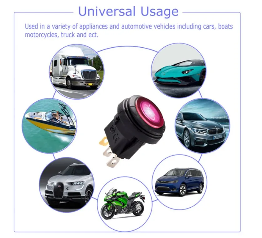 3 шт./набор ВКЛ/ВЫКЛ 12V 20A круглый переключатель лодочный с водонепроницаемым красным светодиодным подсветкой илюминесцентные переключатели на.