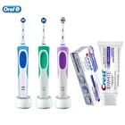 Oral B Vitality электрическая зубная щетка перезаряжаемая OralB зубная щетка головки 2 минуты таймер Точная Чистка с 3D белой зубной пастой