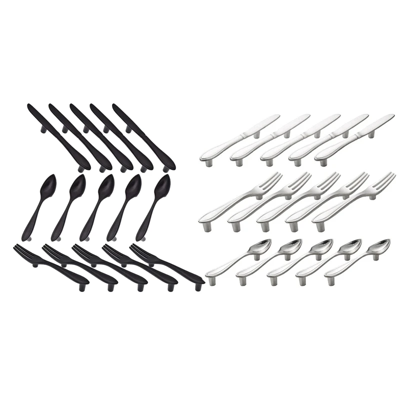 

15 Pcs Knife Spoon Fork Kitchen Cabinet Closet Drawer Pull Handles Knobs 3-Inch Center to Center