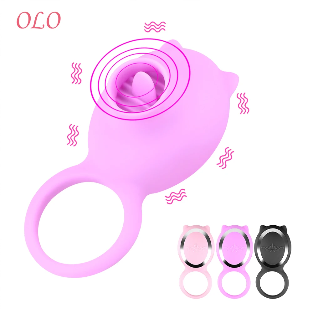 OLO 3 скорости лижущий язык вибратор кольцо для пениса стимуляция вагины клитора