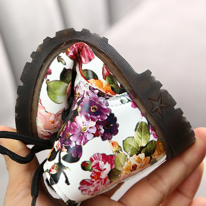 Детские модные ботинки CUZULLAA для девочек и мальчиков мартинсы детская Цветочная