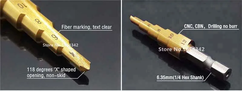 HSS Титан 4-12 мм спиральный рифленый 1/4 шестигранный хвостовик металлический Шаг сверло отверстие резак дерево конусный сердечник сверлильная пила электросверла инструмент