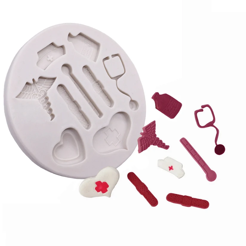

Wholesale 10 pcs Thermometer Stethoscope Medical Equipment Shape Silicone Sugarcraft Mold Fondant Cake Decorating Tools