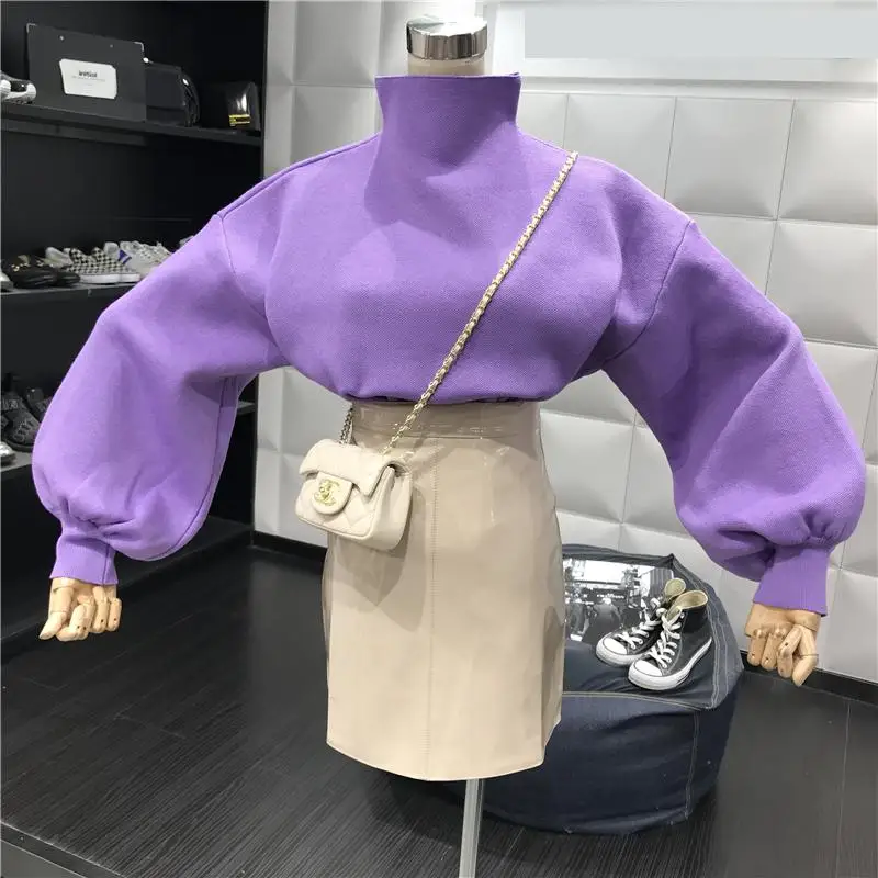 Z-ZOUX Women Sweater Lantern Sleeve Turtleneck Vintage Sweaters All Match Fashion Knitting Tops Autumn 2019 New | Женская одежда