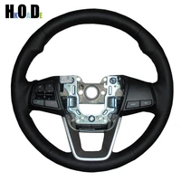 black artificial leather steering wheel cover hand stitched steering wheel cover for hyundai ix25 2014 2018 creta 2016 2018