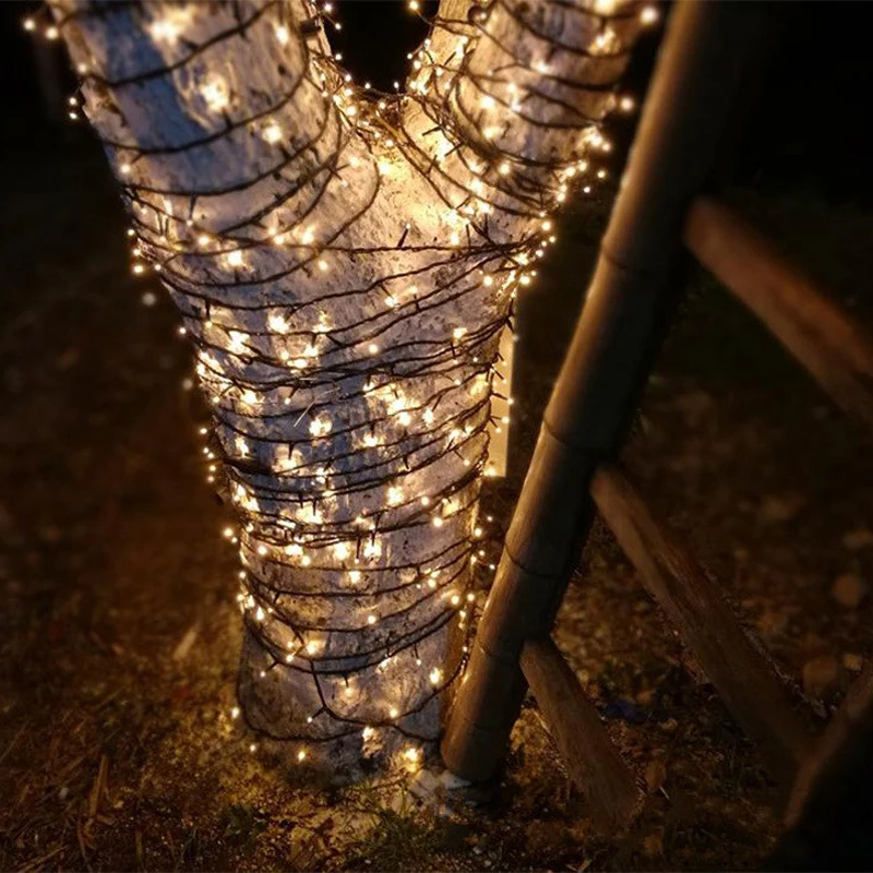 

Black Rope Christmas Lights 220V Led String Fairy Light Commercial Grade decoration Lamp For Outdoor Garden Wedding Party Room