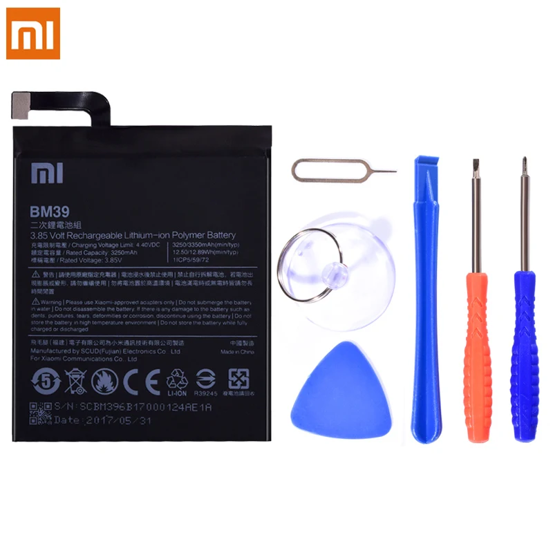 Батарея BM32 BM22 BM35 BM39 BM36 BM47 BM46 BN41 для Xiaomi Mi4 Mi5 Mi4C Mi6 Mi5S Redmi3 3S 3X 4X Redmi Note 3 4 акумуляторная батарея - Цвет: BM39 For Mi6