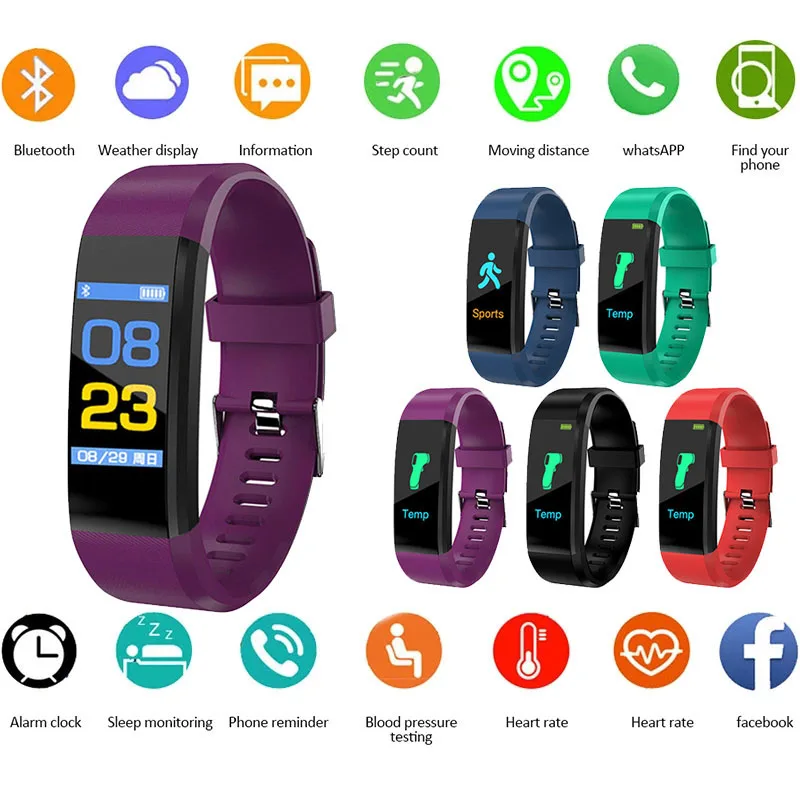 

Smart Wristband Watch Health Heart Rate Monitor Bluetooth Band Fitness Tracker Bracelet Waterproof Connected Watch Child