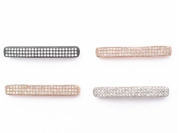 

36*5mm tube crystal micro pave cz zircon cubic zirconia beads copper silver gold plated bracelet accessories kjgh3