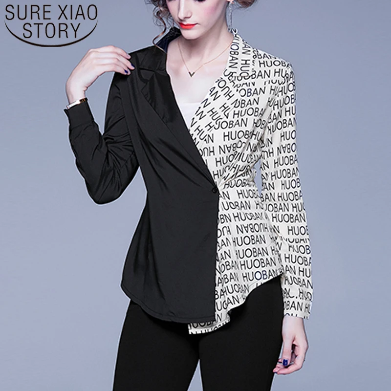 2020 Новая модная блузка с длинным рукавом и принтом женские топы повседневная
