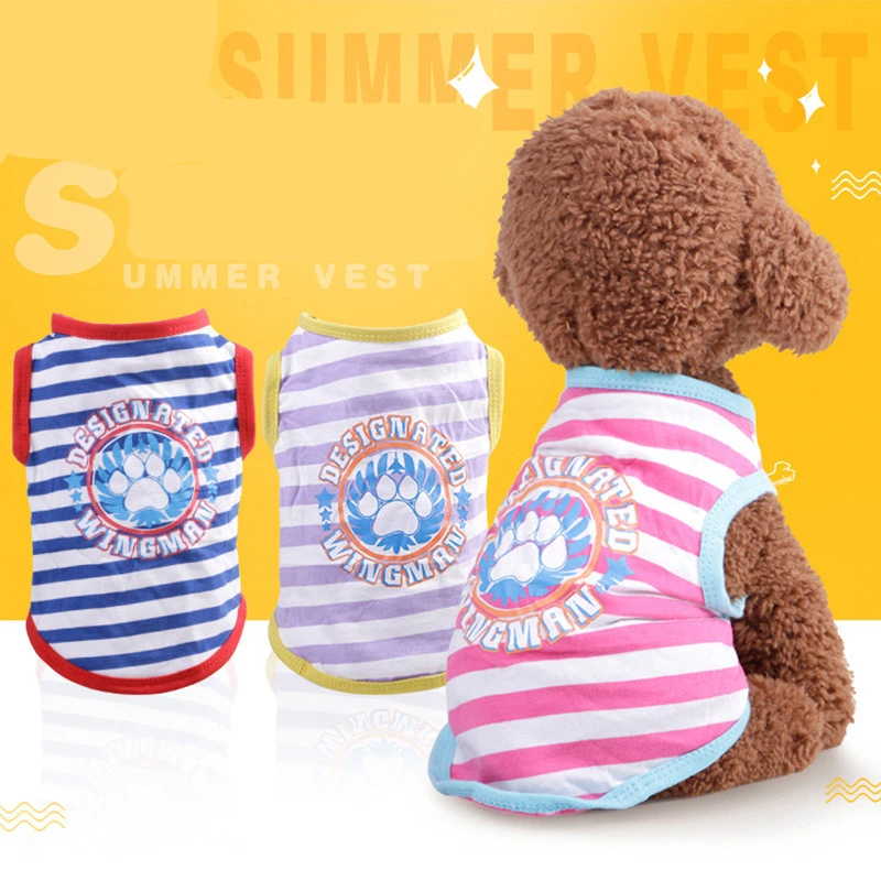 Полосатая рубашка для собак дешевая одежда маленьких летняя футболка чихуахуа