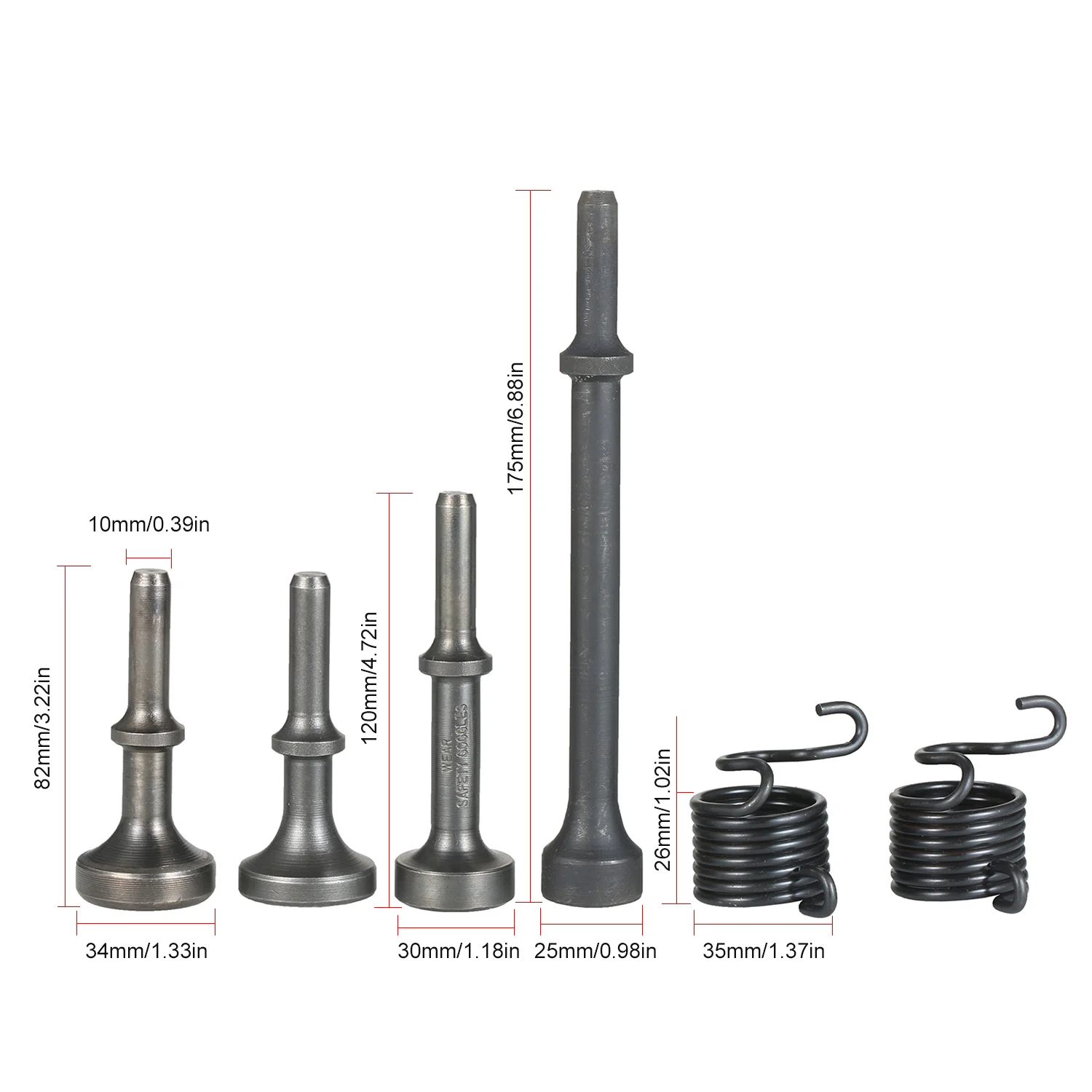 

KKmoon 6-Piece Smoothing Pneumatic Air Hammer Bit Set 40Cr Steel Pneumatic Chisel Bits with Spring