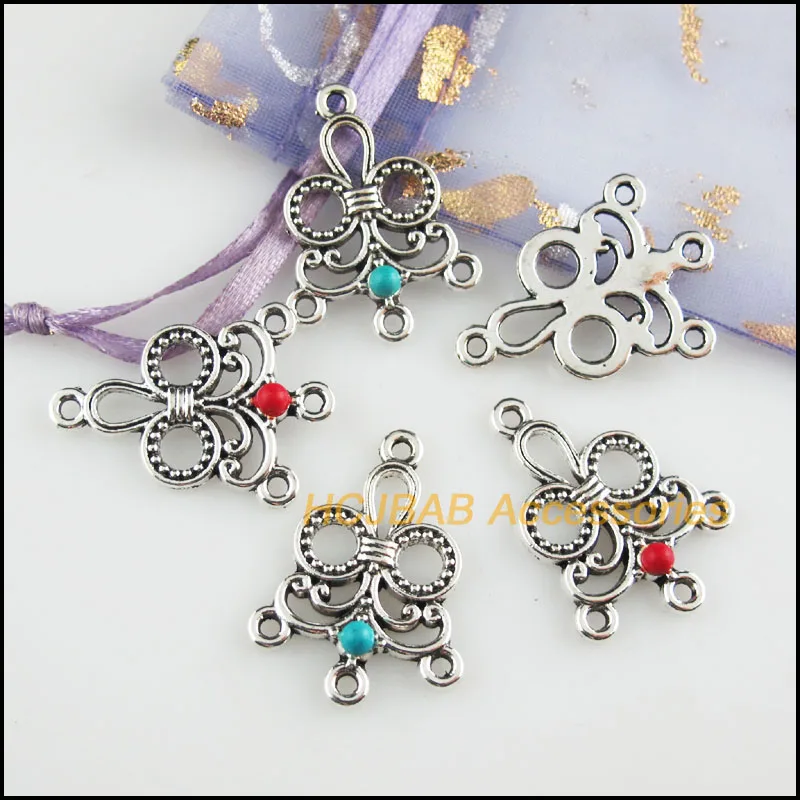 12 новых подвесок с облаками Тибетский серебристый оттенок красный и синий камень