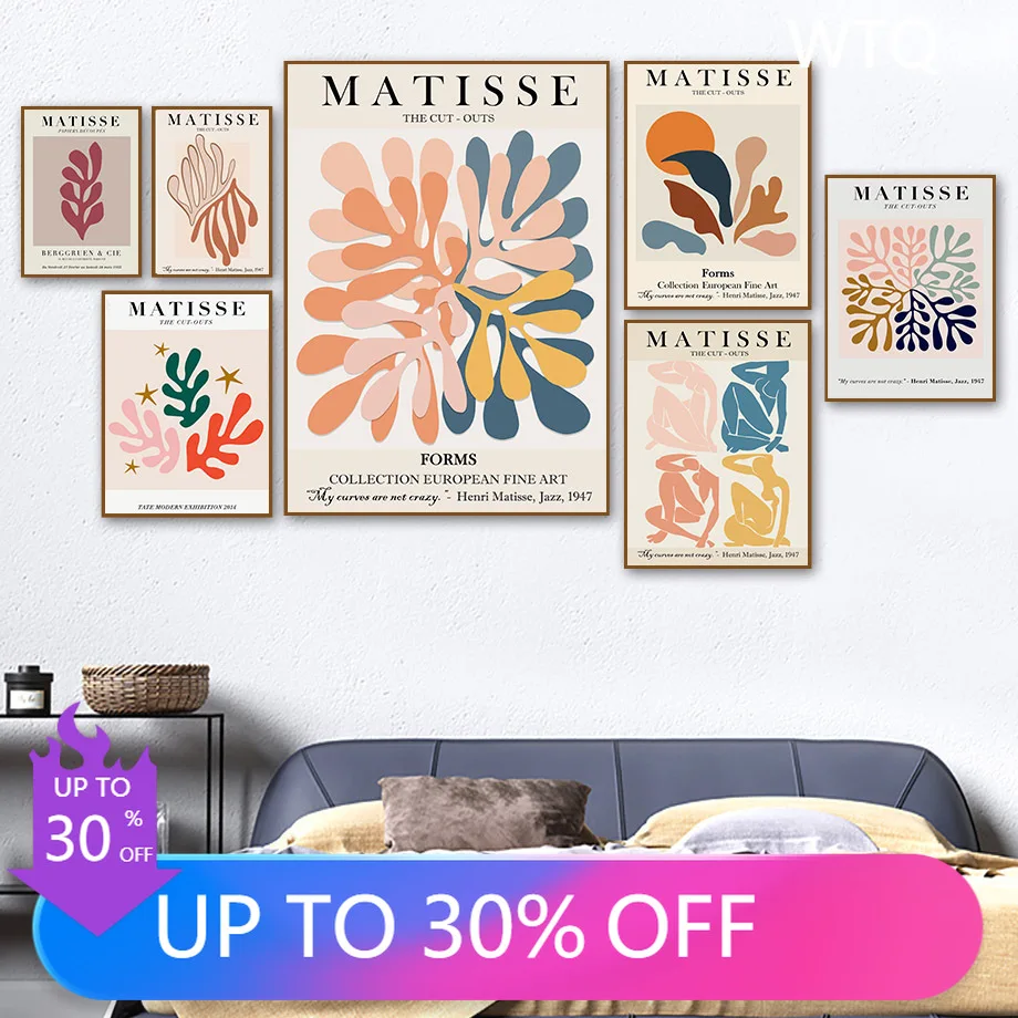 

Matisse Colorful Leaf Abstract Girl Curve Wall Art Canvas Painting Nordic Posters And Prints Wall Pictures For Living Room Decor